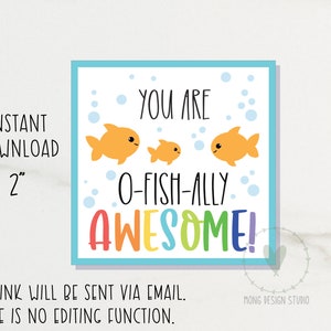 Vous êtes des étiquettes O-FISH-ally Awesome / étiquette de friandise de poisson rouge / TAG CARRÉ de la fête des pères / étiquette imprimable / téléchargement instantané