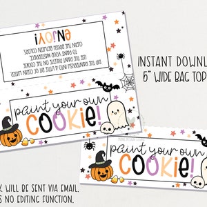 Halloween PYO Cookie Treat Bag Topper/ Printable Treat Bag Toppers/ Halloween Goodie Bag Topper/ Instant Download