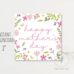 Etiquetas para el Día de la Madre / Etiqueta cuadrada para el Día de la Madre / Etiqueta imprimible / Descarga instantánea
