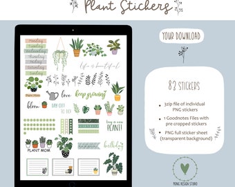 Plant Digital Planner Sticker- GoodNotes Sticker, iPad Digital Sticker, Journal Stickers, Cropped PNG files, GoodNotes files