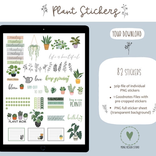 Plant Digital Planner Sticker Goodnotes Sticker Ipad Digital Etsy