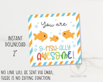 Sei assolutamente fantastico! Etichette/ etichette per dolcetti a forma di pesce rosso/ etichette quadrate per la festa del papà/ etichette stampabili/ download immediato