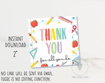 Etichetta di apprezzamento per l'insegnante/Etichetta regalo di ringraziamento per l'insegnante/Etichetta per biscotti stampabile/download immediato
