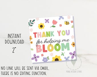 Grazie per avermi aiutato a fiorire - Etichetta di ringraziamento per insegnanti, Etichette per bomboniere con cactus e piante grasse, Etichetta di ringraziamento per insegnanti, Etichetta per piante, Etichetta regalo con piante grasse
