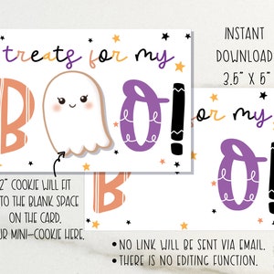 Bouh ! Carte de biscuits d'Halloween de 3,5 x 5 po./carte de biscuits imprimable/téléchargement instantané
