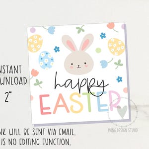 Etiqueta de galleta de feliz Pascua / ETIQUETA CUADRADA de feliz Pascua / etiqueta imprimible / descarga instantánea