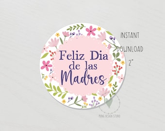 Feliz Dia De Las Madres tag/ mother's day cookie TAG/ printable tag/ instant download