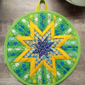 Teekannenuntersetzer, Teeuntersetzer, Topfuntersetzer Sternmuster, 20 cm folded star hot pad, Tischdeko Küchendeko Geschenkidee Handarbeit