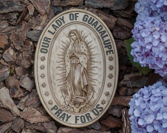 Nossa Senhora de Guadalupe esculpida em madeira丨Virgem de Guadalupe esculpida em madeira丨Presente religioso 3D altamente detalhado