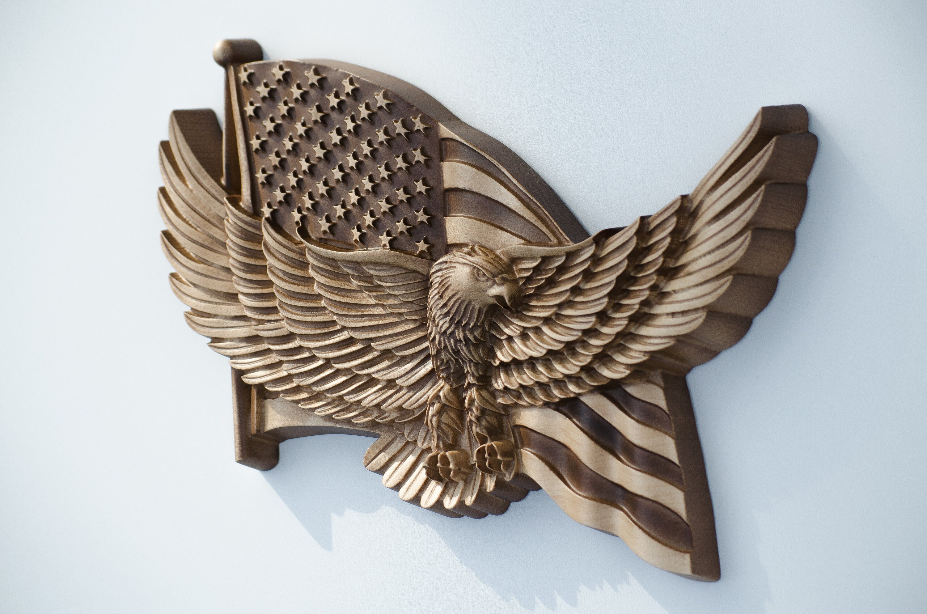 American Flag With Eagle Wood Carving丨wood Carved American Etsy UK