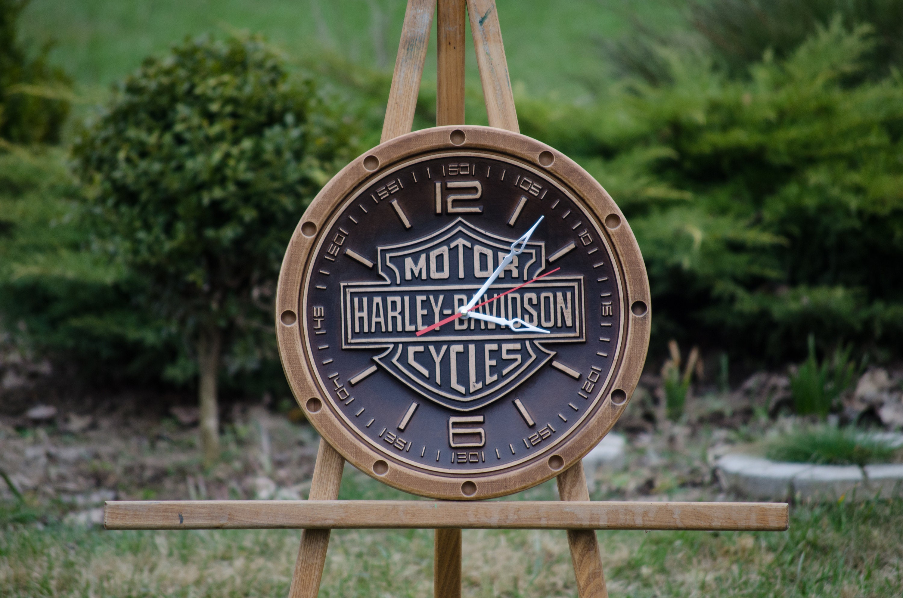 Harley Davidson motorcycle wall clock wood carving Highly Etsy
