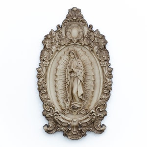 Our Lady of Guadalupe wood carving丨Virgen de Guadalupe wooden icon丨Highly detailed 3D religious gift
