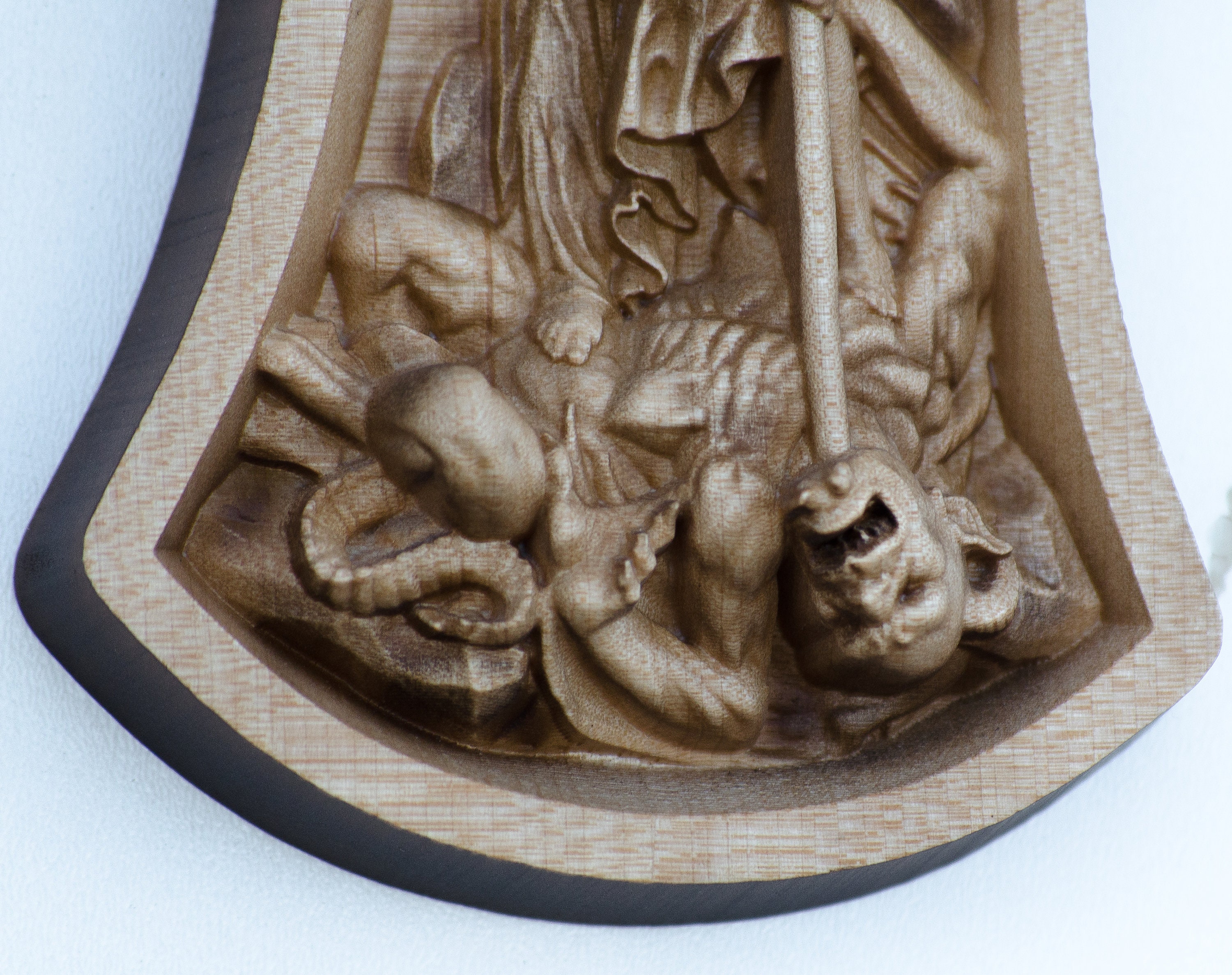 St Michael the Archangel Wood Carving丨archangel Michael in Battle Wood ...