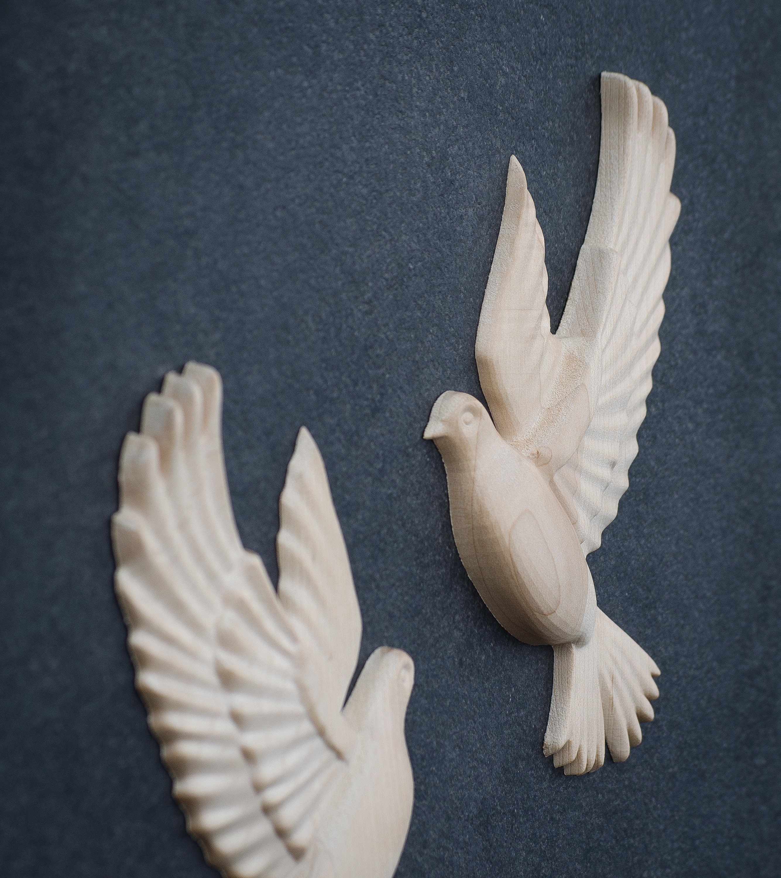 Set of Two Wooden Doves丨doves Wood Carved Wall Décor丨flying - Etsy