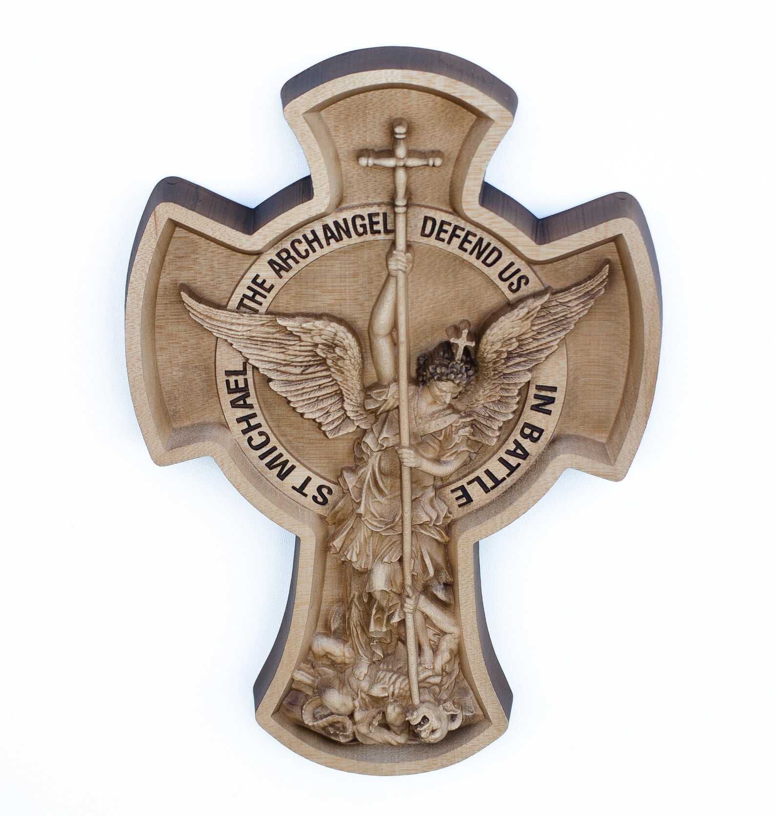 St Michael the Archangel Wood Carving丨archangel Michael in Battle Wood ...