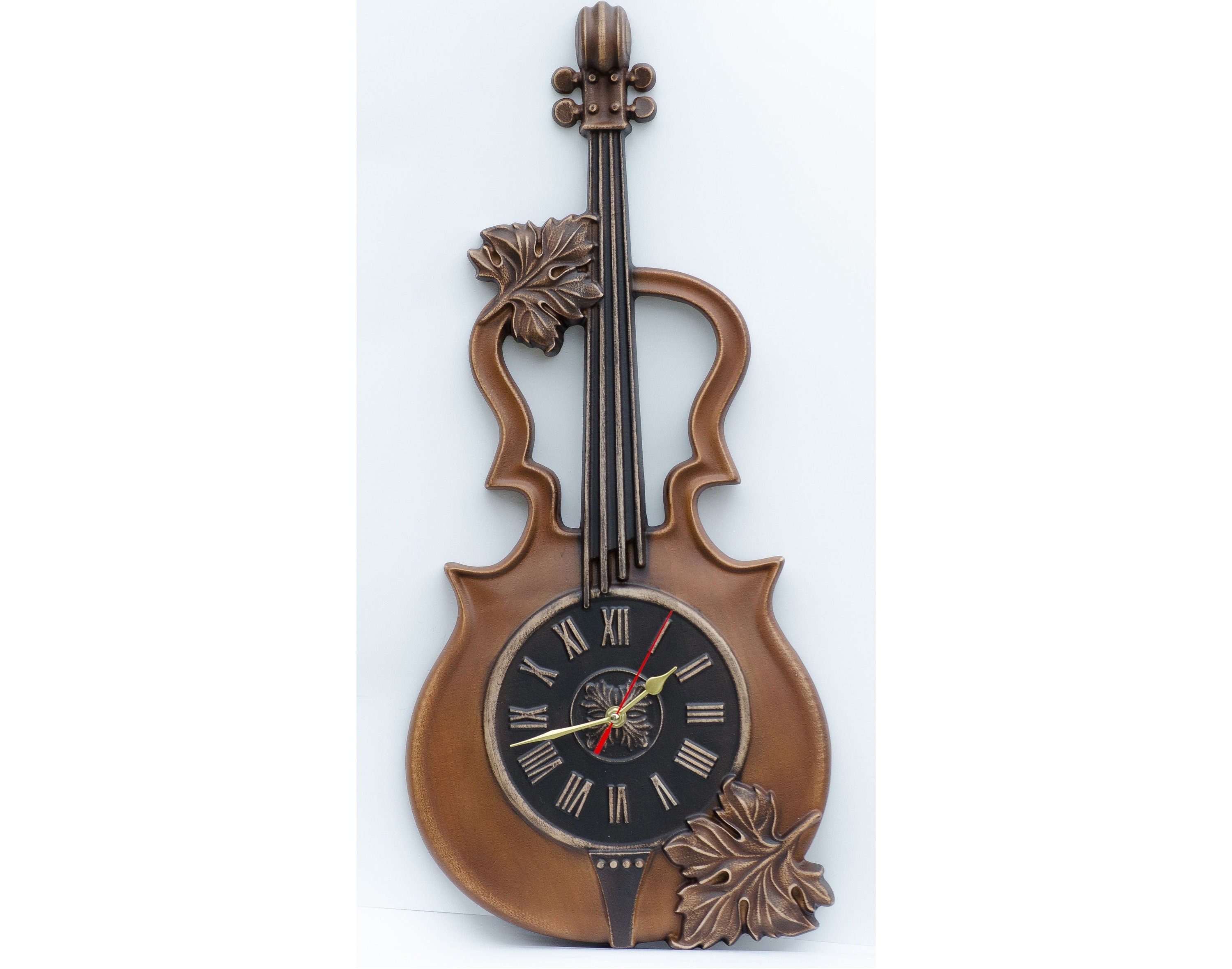 Violin wall clock wood carving Highly detailed 3D musical Etsy