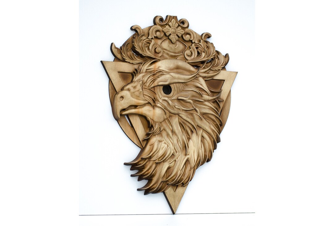 Eagle Wood Carving丨bald Eagle Wall Decor丨highly Detailed 3D Wood Carved ...
