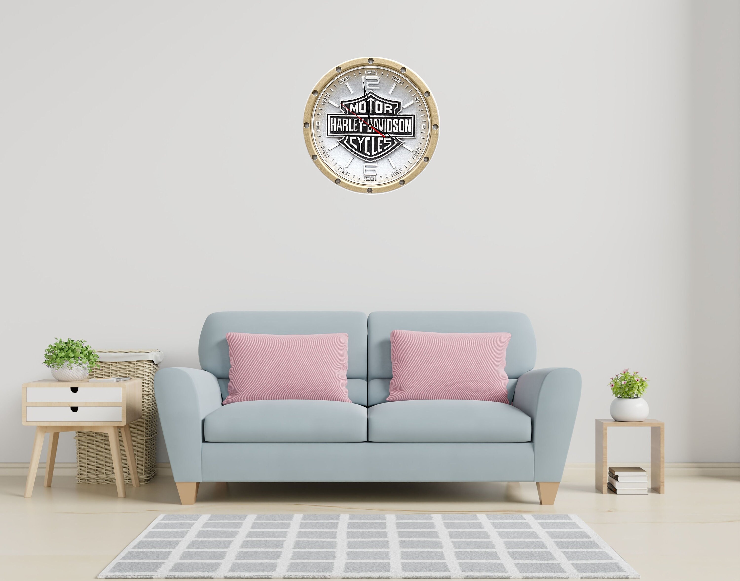 Harley Davidson motorcycle wall clock wood carving Highly Etsy