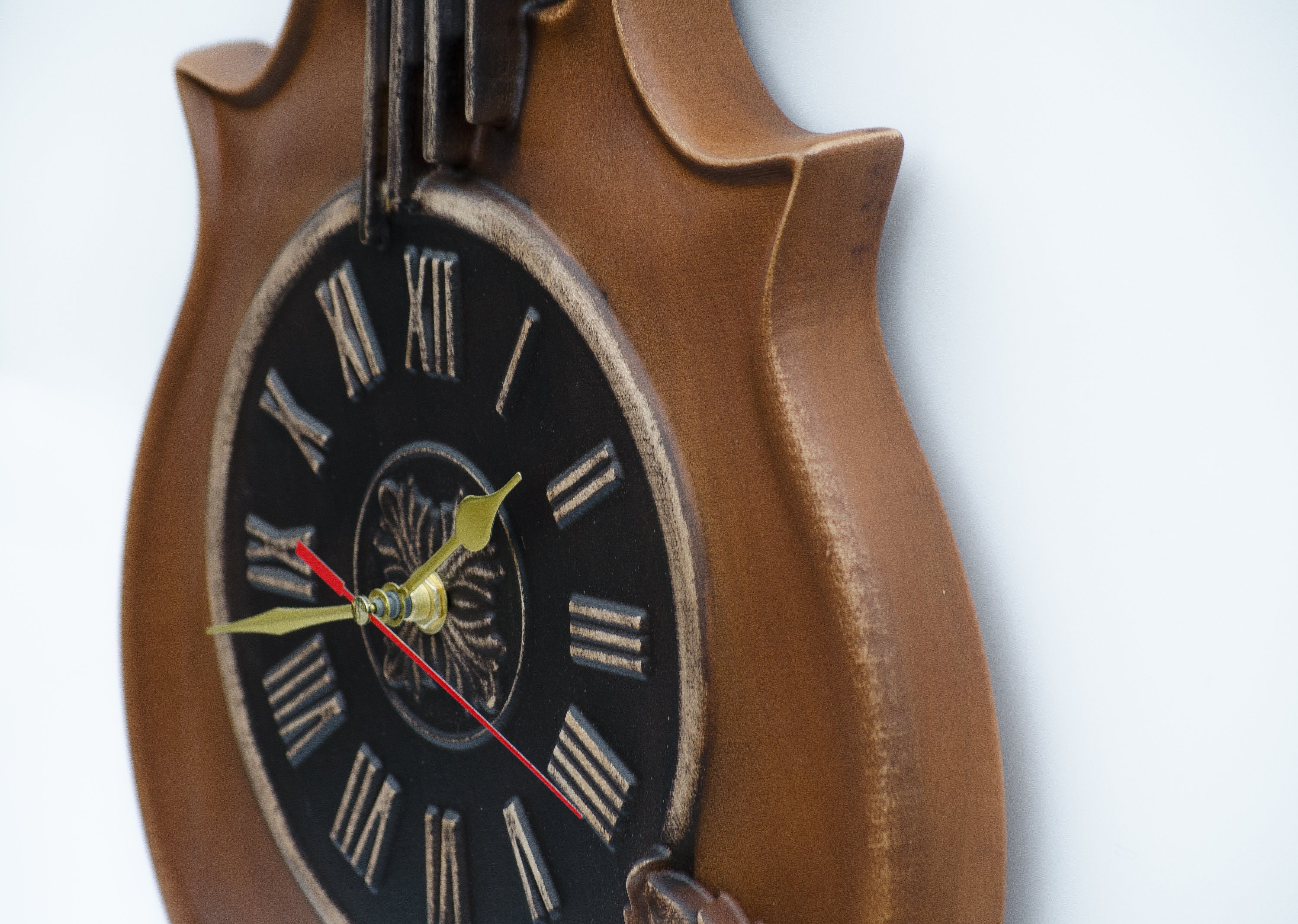 Violin wall clock wood carving Highly detailed 3D musical Etsy
