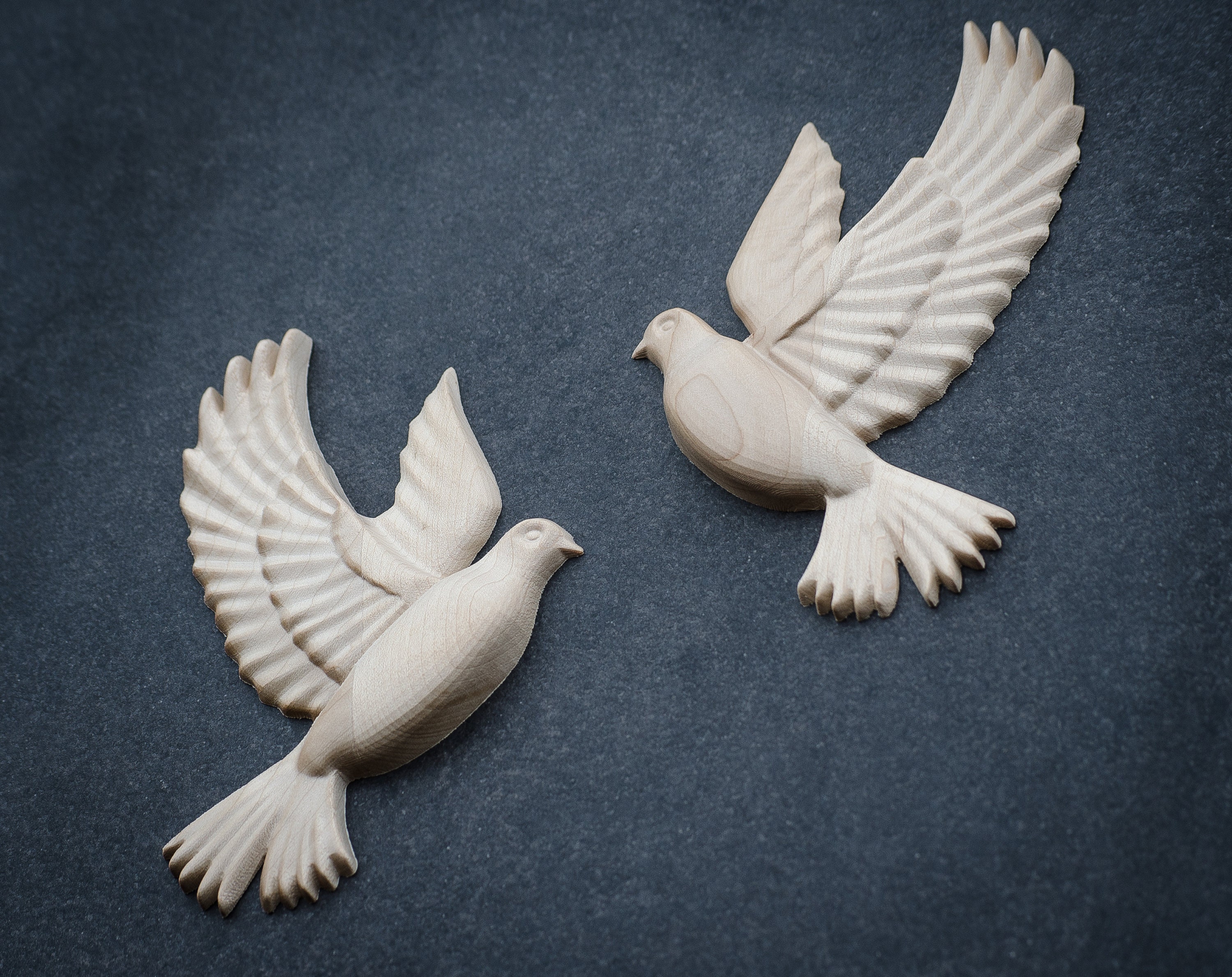Set of Two Wooden Doves丨doves Wood Carved Wall Décor丨flying Etsy