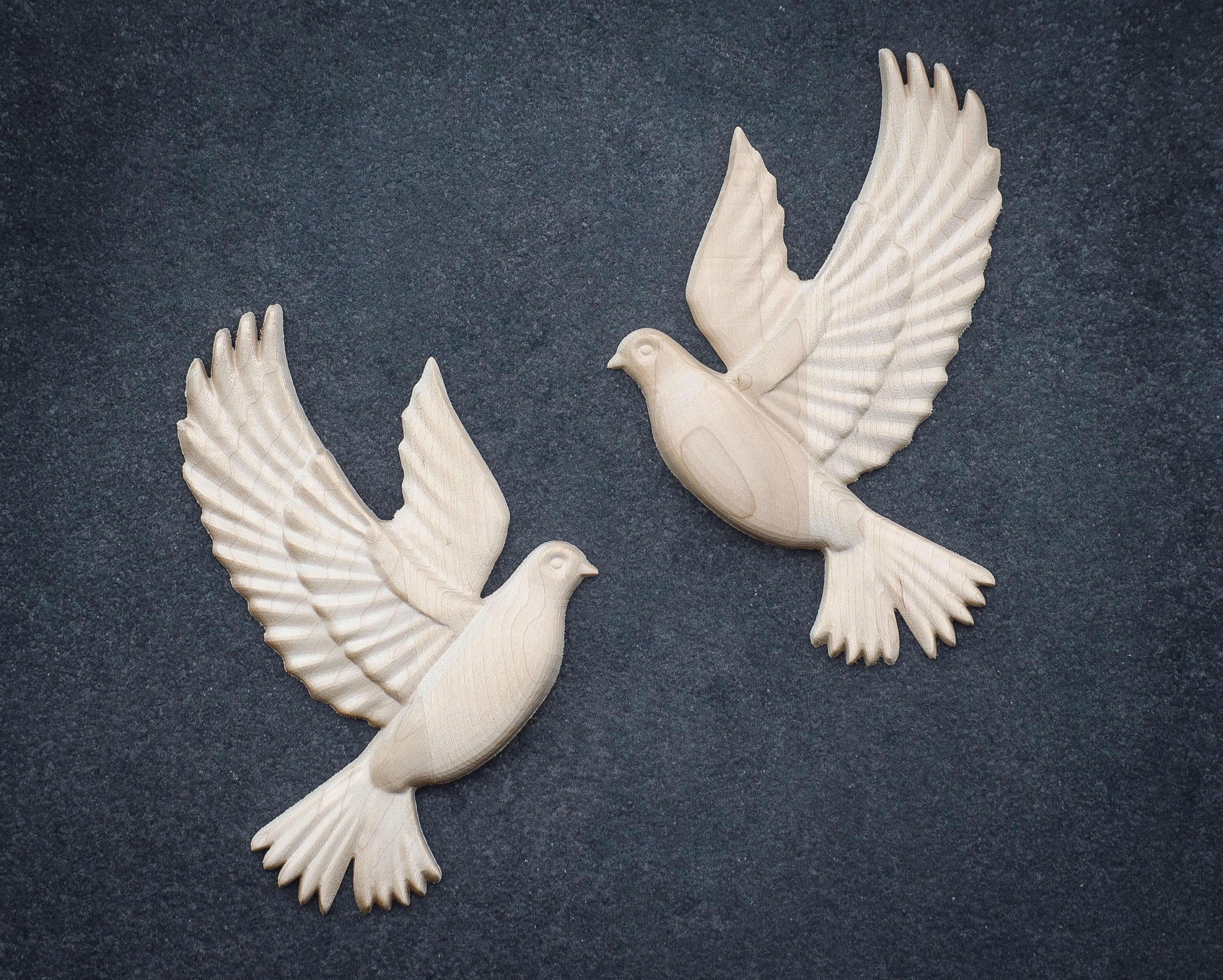 Set of Two Wooden Doves丨doves Wood Carved Wall Décor丨flying Etsy