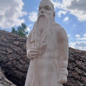 Odin Idol wood carving丨Wood carved Norse pagan decor丨Highly detailed 3D pagan god wood carving
