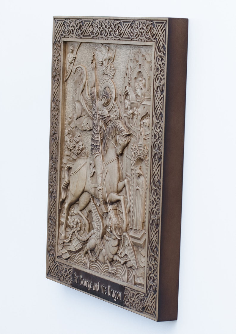 Saint George and the Dragon Wood Carved Icon丨orthodox Icon of Saint ...