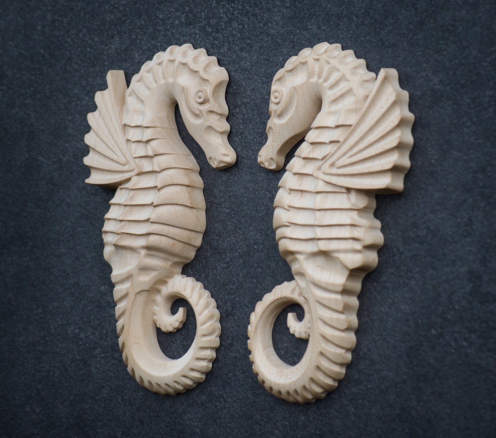 Set of Two Wooden Seahorses丨seahorses Wood Carved Wall Etsy