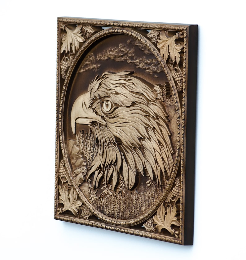 Eagle Wood Carving丨bald Eagle Wall Décor丨highly Detailed 3D Wood Carved ...