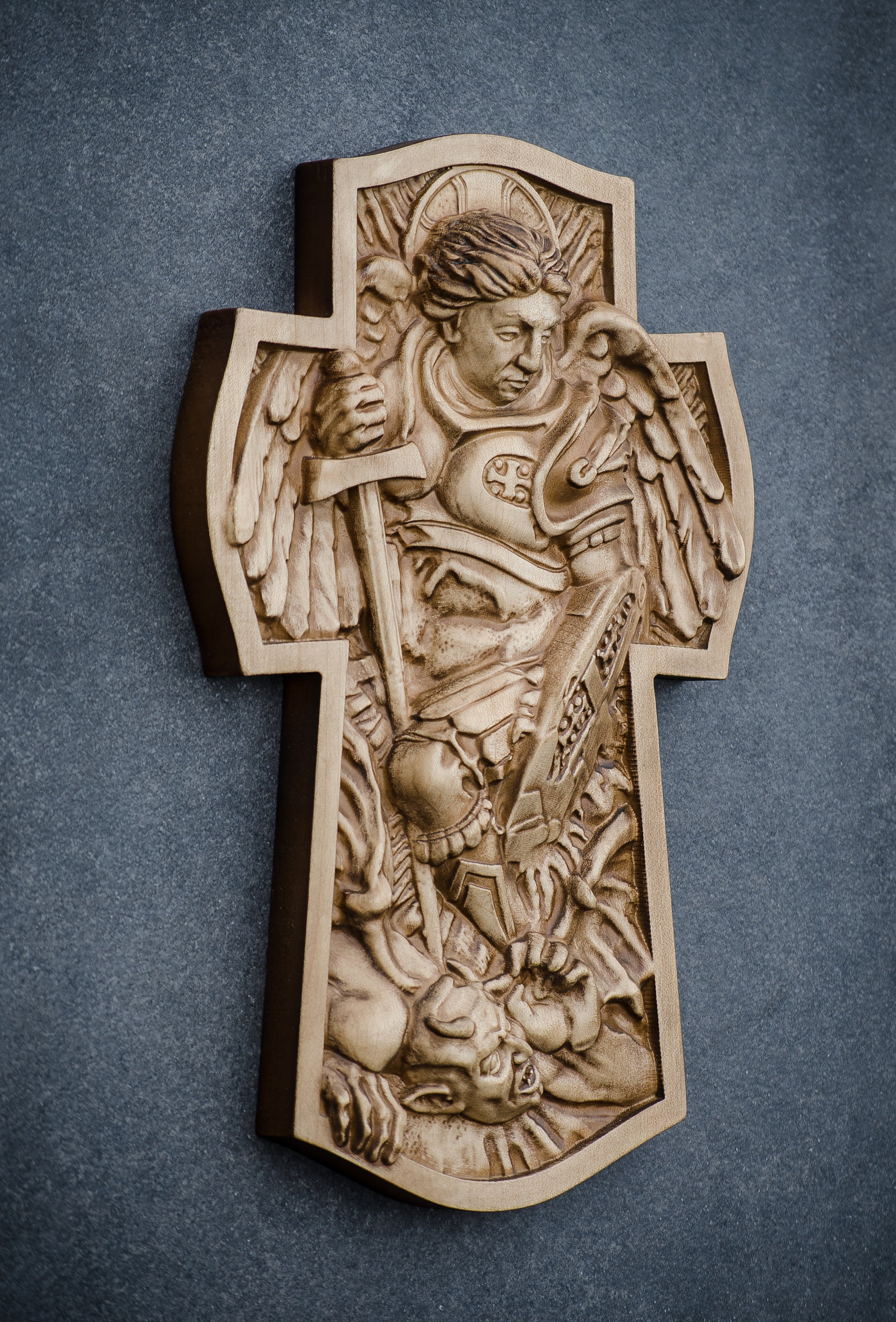 St Michael the Archangel Wood Carving丨archangel Michael in Battle Wood ...