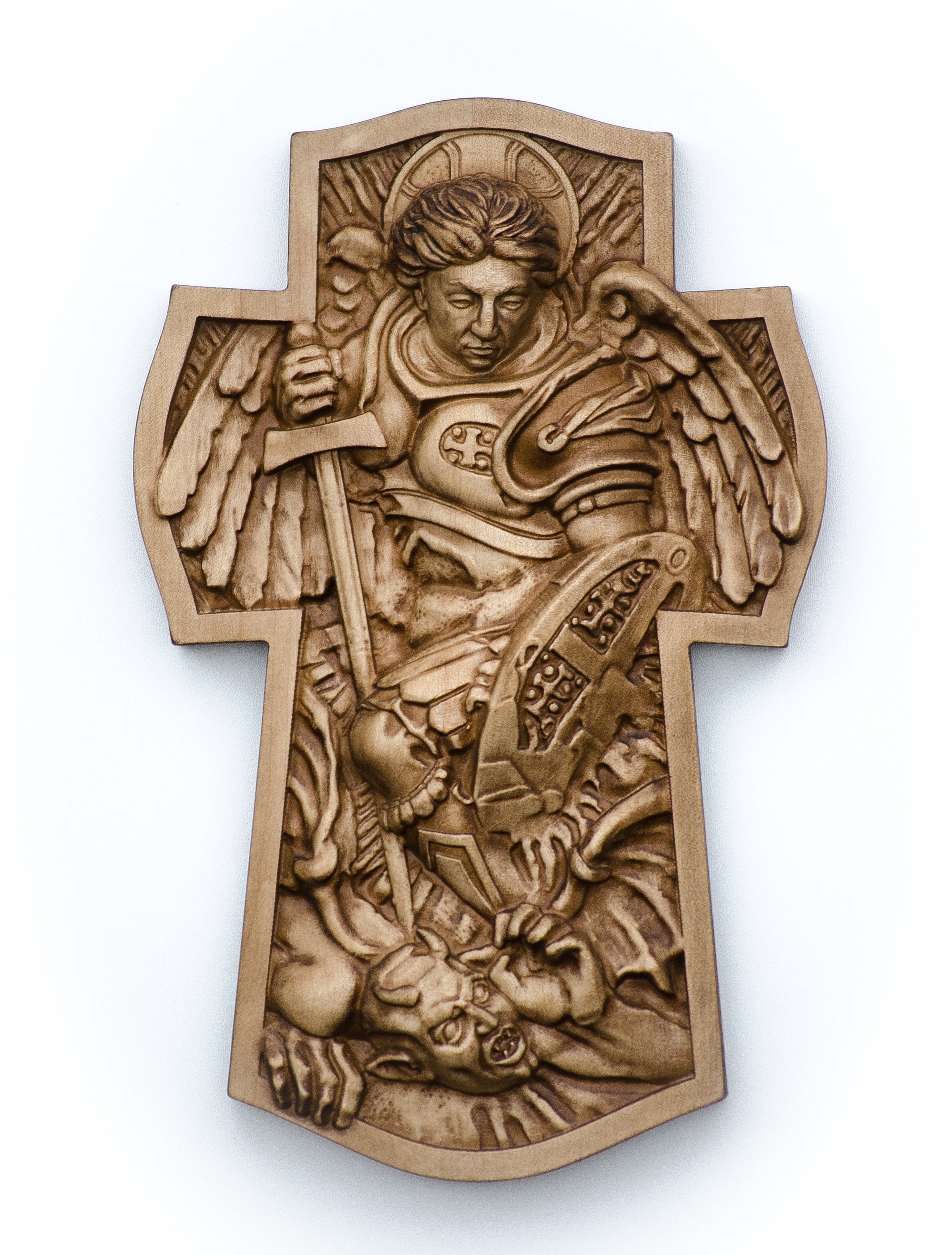 St Michael the Archangel Wood Carving丨archangel Michael in Battle Wood ...