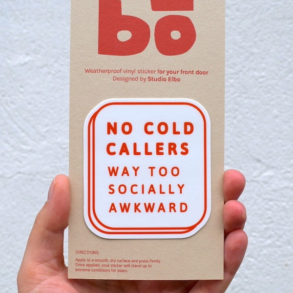 Funny No Cold Callers Sticker / Red No Soliciting Sign