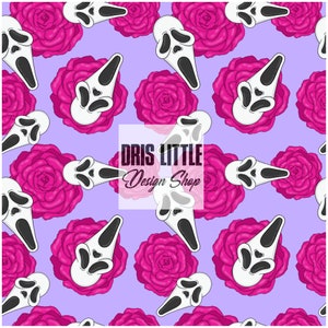 Seamless, file, files, digital, pattern, patterns, floral, Halloween, scream, purple, pink