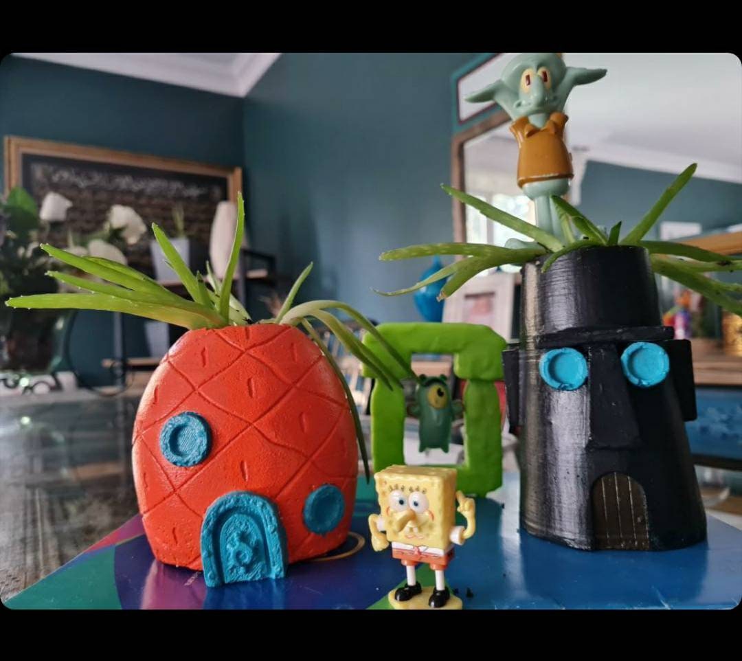 Sponge Bob Planter Squidward Planter Pinapple Planter Etsy