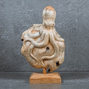 Wooden Octopus Sculpture 7", Unique Sculpture, Ocean, Marine life, Handmade, Housewarming, Room Decor, House Decor, Mothers Day Gifts