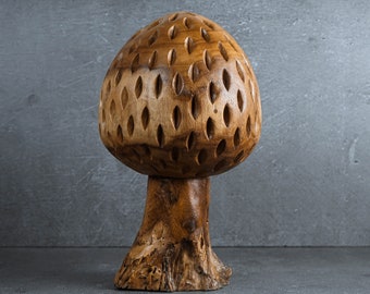 Wooden Large Mushroom Decor 13.3", Mushroom Sculpture, Wood Carving, Rustic Decor,  Home Decor, Exotic, Unique Gift, Gift for Brother