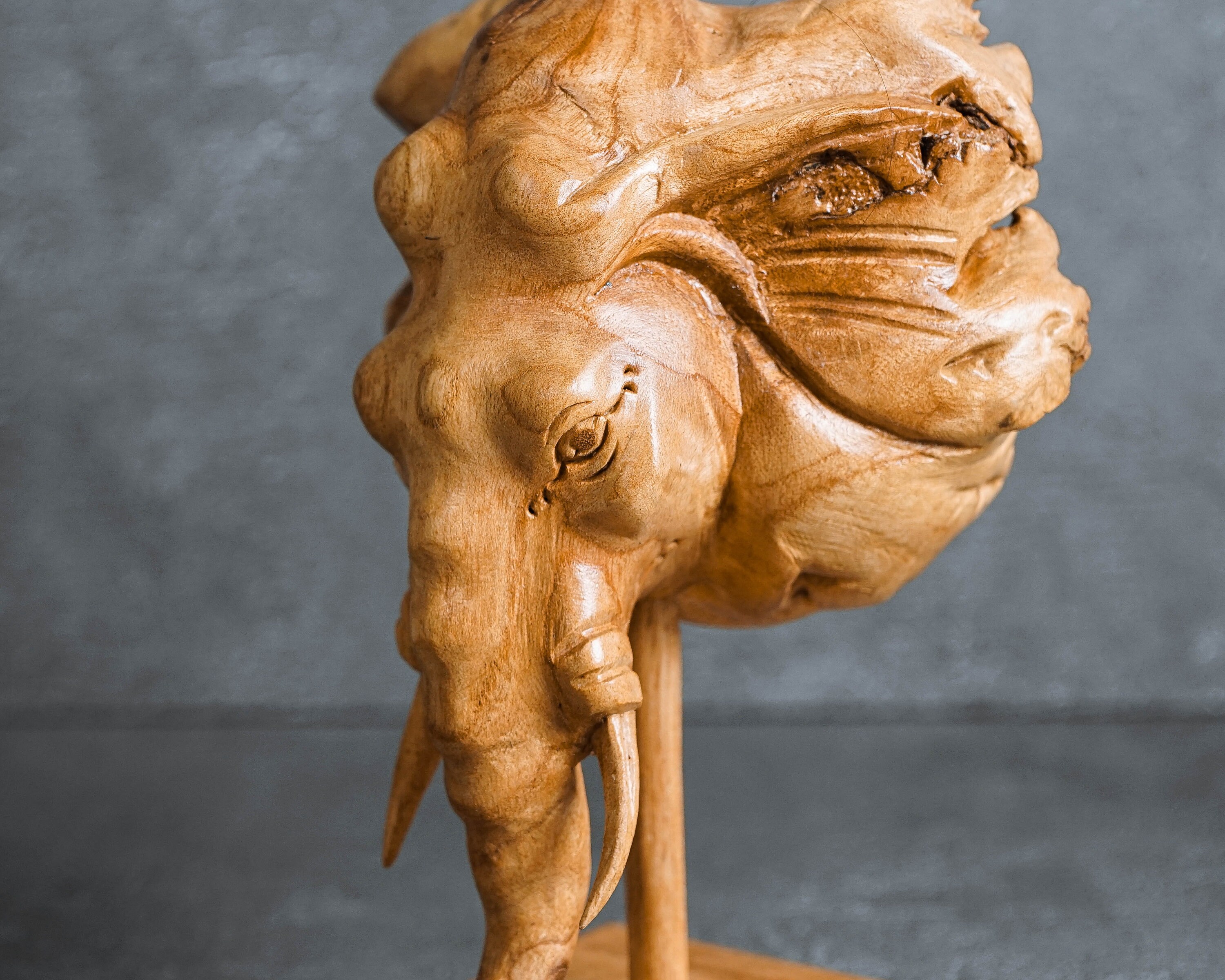 手作りの木製象の頭の彫刻 6.5インチ - Etsy 日本