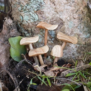 Mushroom Garden Decor 4", Wooden statue, Mushroom Sculpture, Exotic, Natural Piece, Hand Carved, Unique, Woodland Decor, Gift for Her