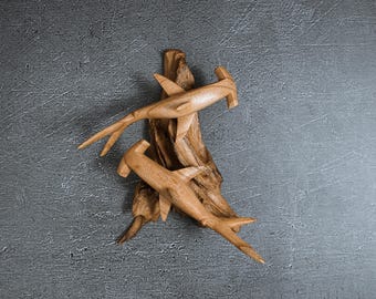 Handcrafted Wooden Hammerhead Shark Wall Art: Marine Decor 8.4"