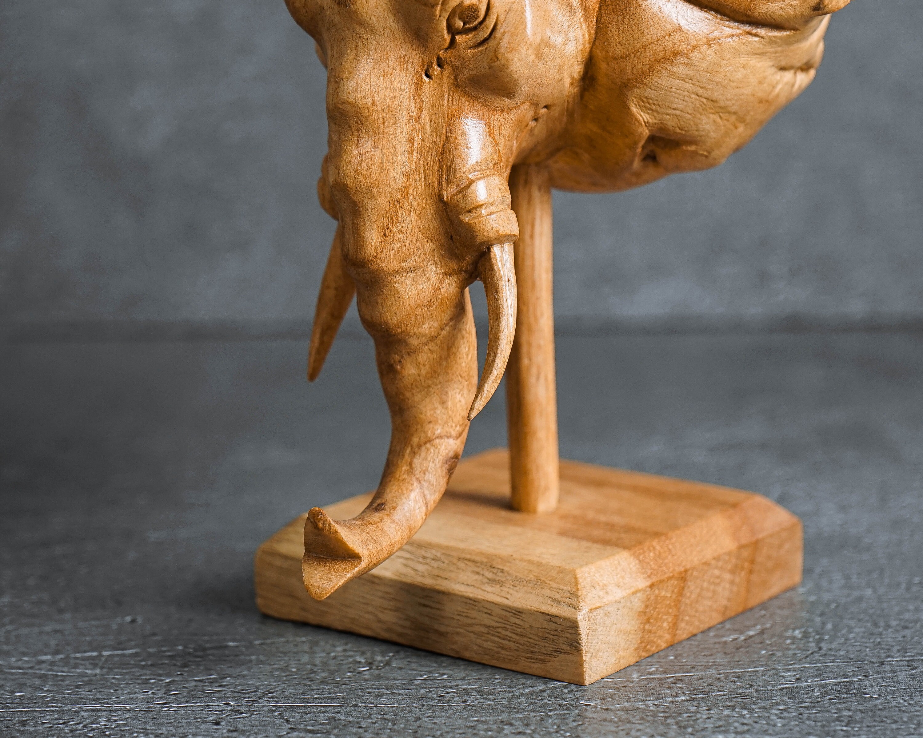 木製品彫刻象 手作りの木製象の頭の彫刻 6.5インチ - Etsy 日本