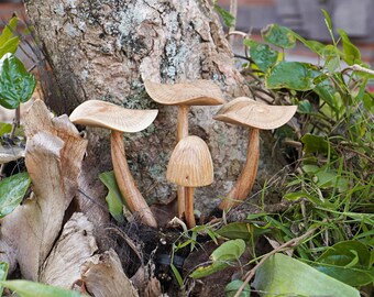 Mushroom Sculpture 7", Garden Decor, Outdoor Mushroom Ornament, Forest Art, Mushroom Figurine, HandCarved, Unique Decor, Grandfather Gift