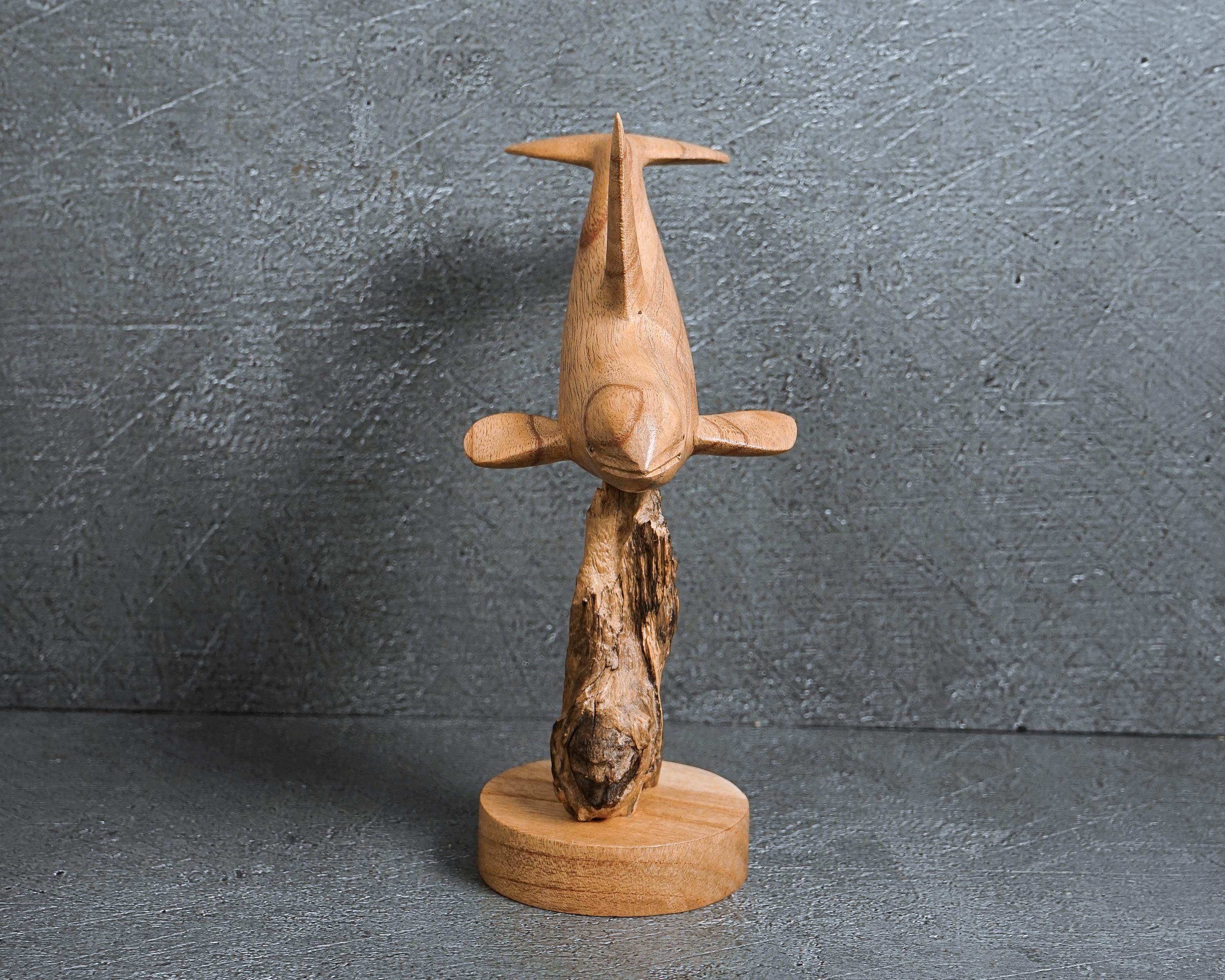 Handmade Wooden Orca Sculpture, Natural Jempinis Wood Carving, 9