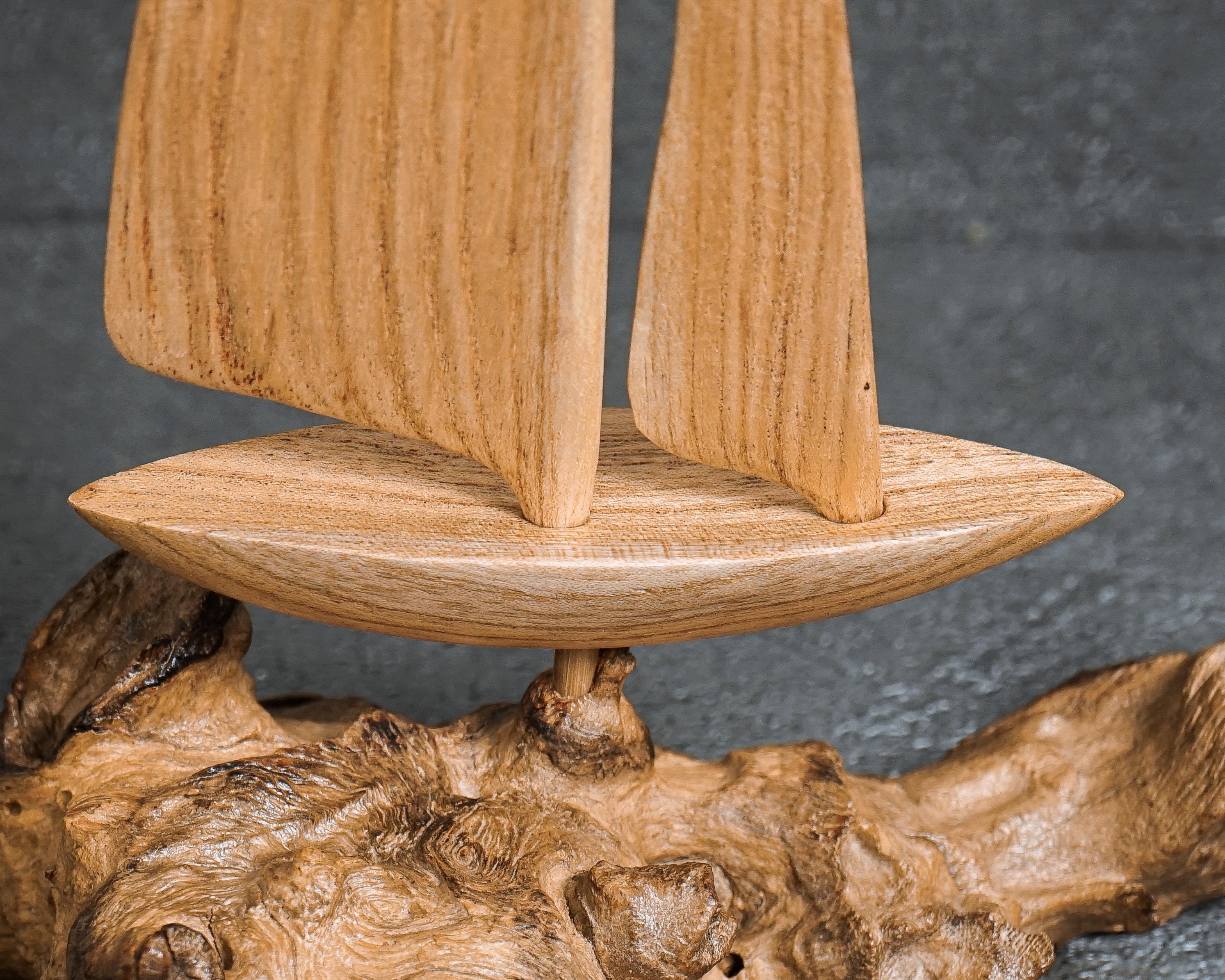 Sculpture Murale En Bois Chêne - Bateau Pirate Voilier - Fait Main - Angleterre