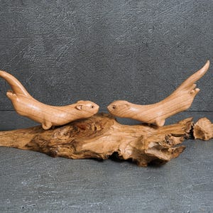 Otter Couple Sculpture 14”,Cute Animal, Otter Lover Decor, Handmade Statue, Otter Ornament, Natural Art, Anniversary Gift, Wedding Gift