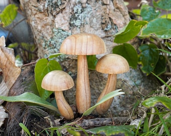 Unique Mushroom Decor 6", Hand Carving, Wooden Mushroom Ornament, Fungi Sculpture, Garden Art, Rustic Decor, Room Decor, Mothers Day Gifts