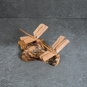 Wooden Dragonfly Couple Sculpture 8&quot; Width, Artwork, Hand Carved Figurine, Wood Carving, Tropical Decor, Couple, House Decor, Birthday Gift