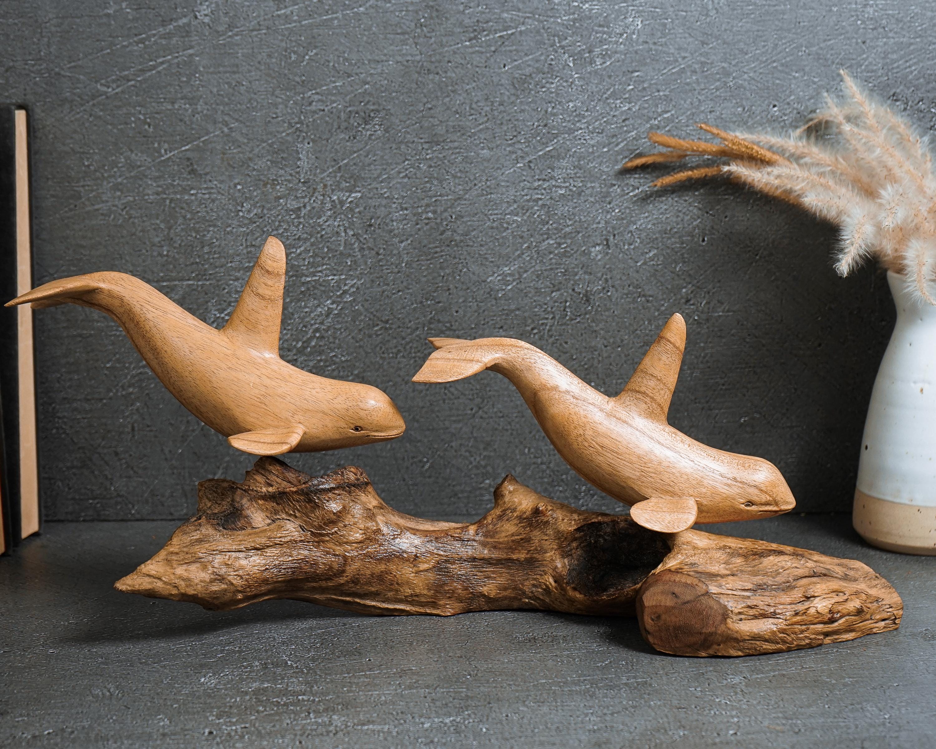 Handmade Wooden Orca Sculpture, Jempinis Wood, Ocean Decor - Etsy