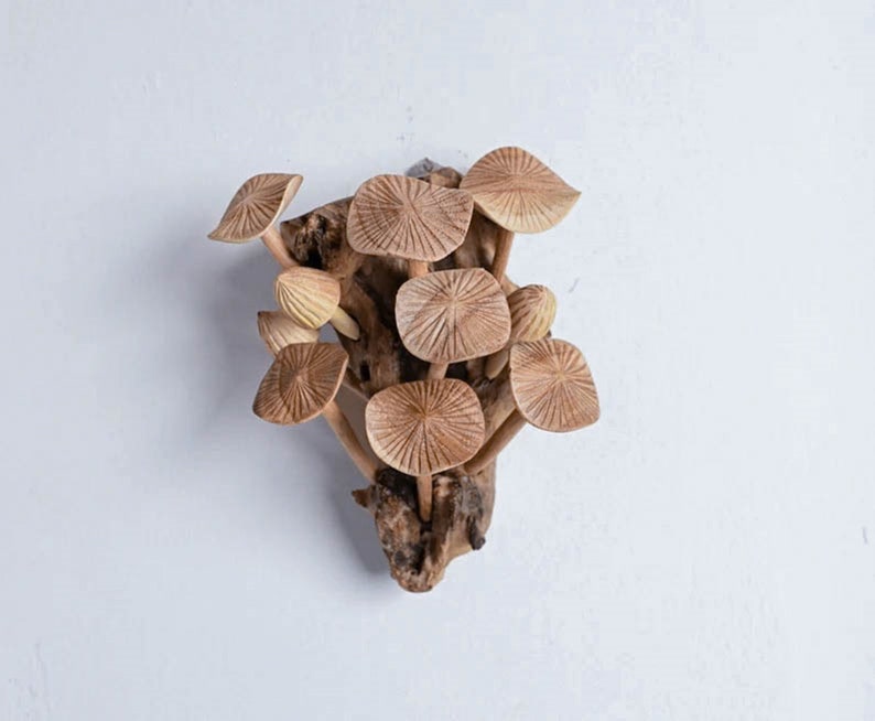 Mushroom Wall Decor Hanging Sculpture Unique Statue Rustic Etsy