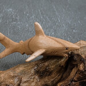 Hand Carved Wooden Shark Wall Art: Balinese Marine Sculpture 11" image 6