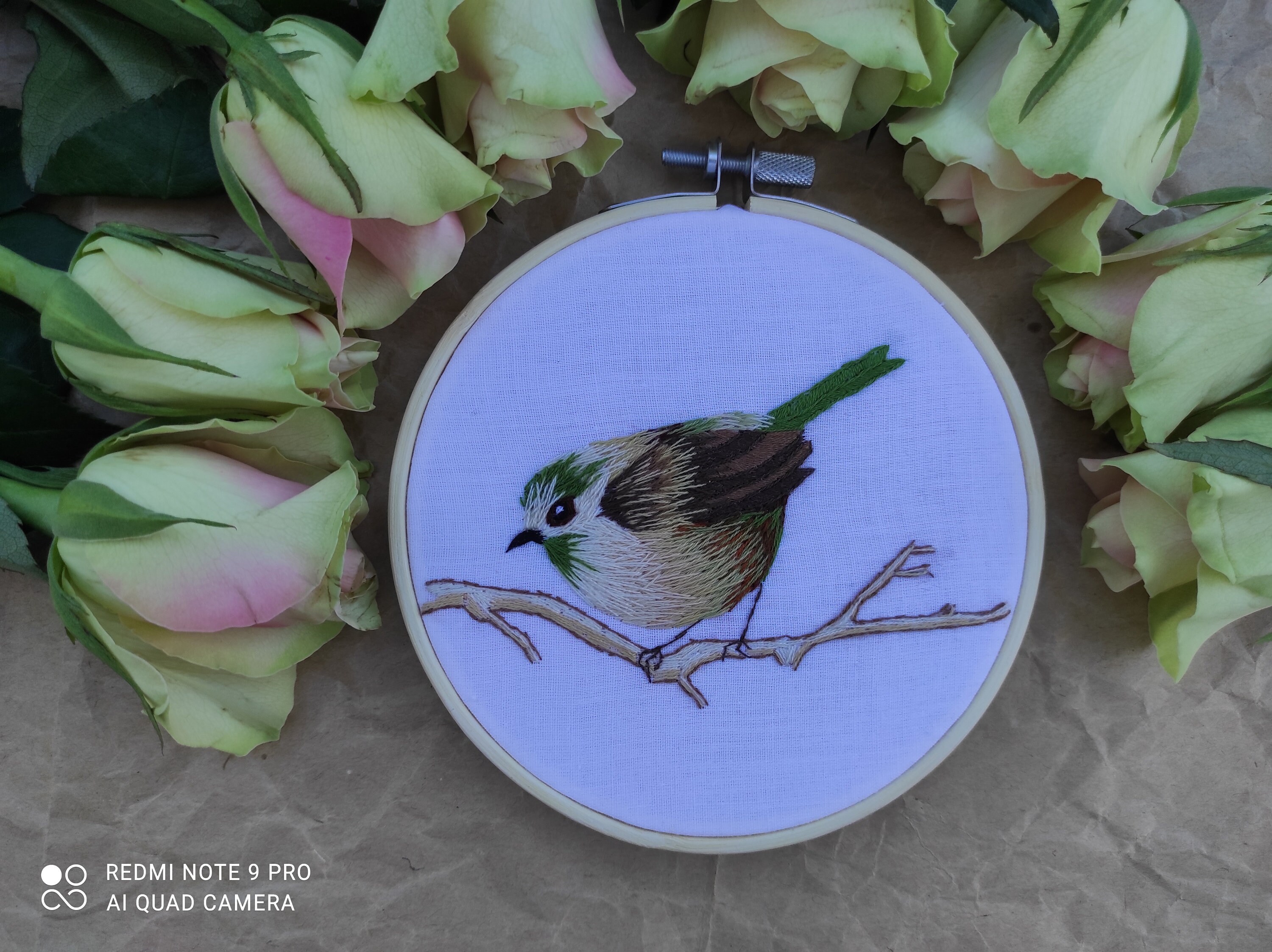 Cerceau Brodé Oiseau - Décoration Intérieure Murale Tentures Murales Fait à La Main Cadeau Cerceau B